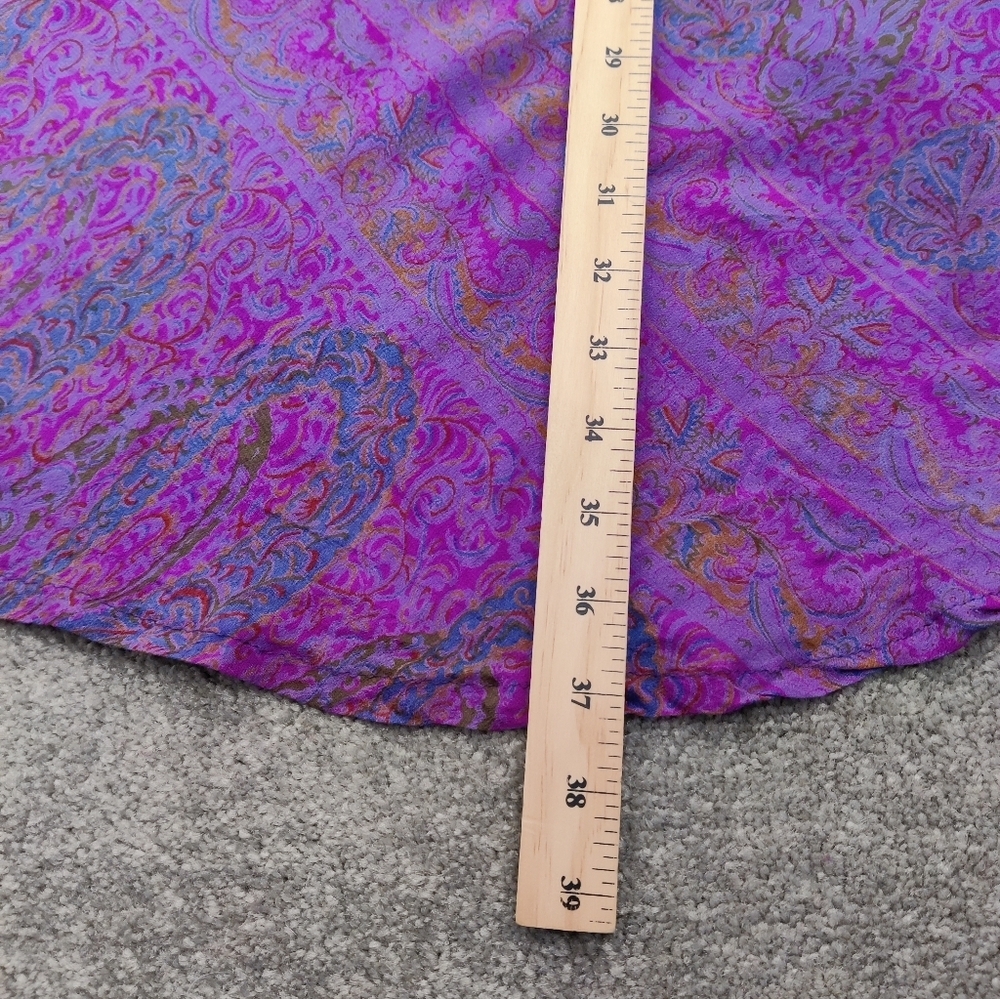 Alchemy Fashions Women's 100% Silk Slip Dress Size Medium Purple Floral - Picture 7 of 9